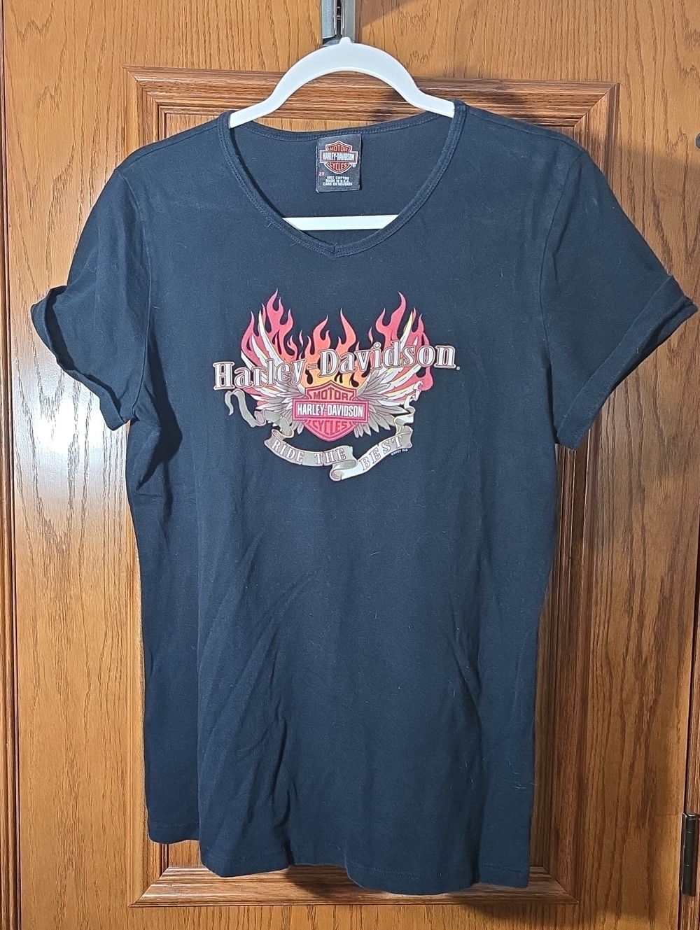 Harley-Davidson Black Tee with Red/orange Flame Logo